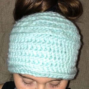 Hand crafted “messy bun” hat
